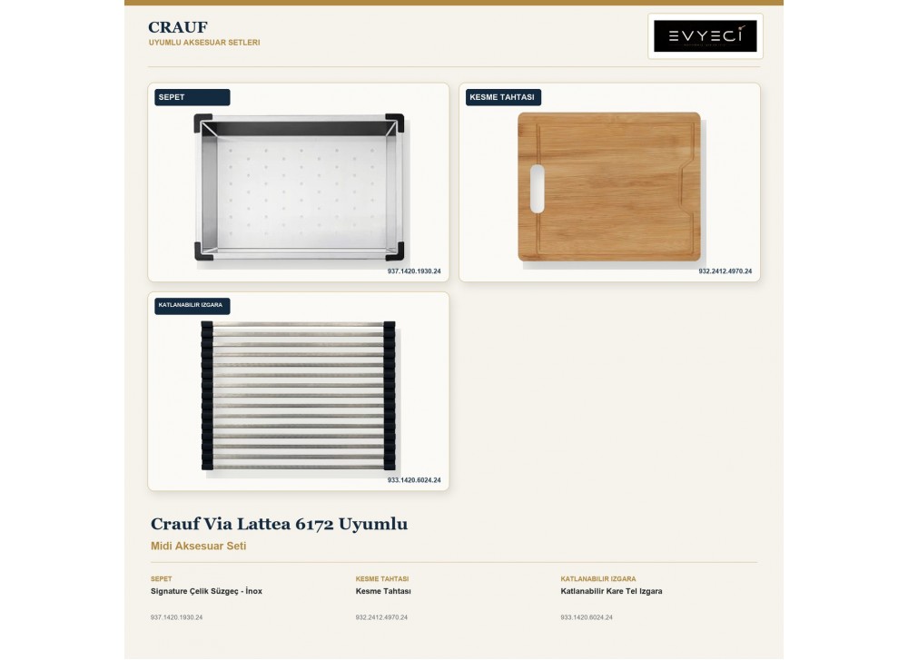 Crauf Via Lattea 6172 Sol Uyumlu Midi Aksesuar Seti | 3 Parça Crauf Via Lattea 6172 Sol Uyumlu Midi Aksesuar Seti | 3 Parça