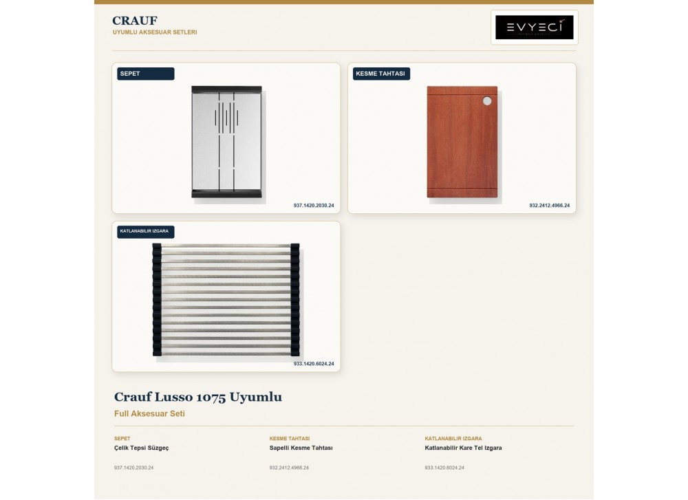 Crauf Lusso 1075 Uyumlu Full Aksesuar Seti | 3 Parça