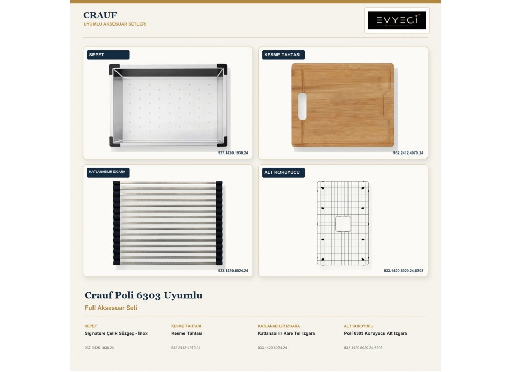 Crauf Poli 6303 Uyumlu Full Aksesuar Seti | 4 Parça Crauf Poli 6303 Uyumlu Full Aksesuar Seti | 4 Parça