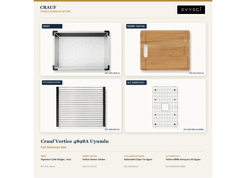 Crauf Vertice 4898A Uyumlu Full Aksesuar Seti | 4 Parça Crauf Vertice 4898A Uyumlu Full Aksesuar Seti | 4 Parça