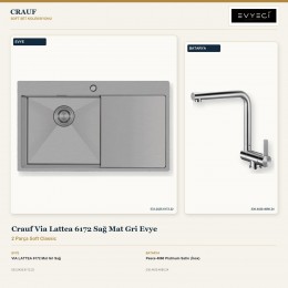 Crauf Via Lattea 6172 Sağ Mat Gri Evye + Pesce 4060 Platinum Satin (İnox) Batarya | 2 Parça Soft Classic