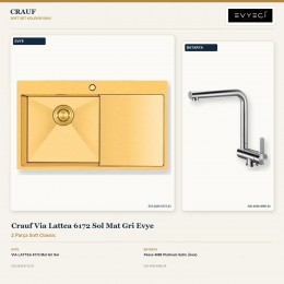 Crauf Via Lattea 6172 Sol Mat Gri Evye + Pesce 4060 Platinum Satin (İnox) Batarya | 2 Parça Soft Classic