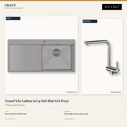 Crauf Via Lattea 6174 Sol Mat Gri Evye + Pesce 4060 Platinum Satin (İnox) Batarya | 2 Parça Soft Classic