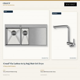 Crauf Via Lattea 6175 Sağ Mat Gri Evye + Pesce 4060 Platinum Satin (İnox) Batarya | 2 Parça Soft Classic