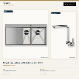 Crauf Via Lattea 6175 Sol Mat Gri Evye + Pesce 4060 Platinum Satin (İnox) Batarya | 2 Parça Soft Classic