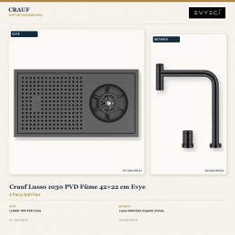 Crauf Lusso 1030 PVD Füme 42×22 cm Evye + Lusso 4030 Dark Graphite (Füme) Batarya | 2 Parça Soft Flex