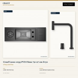 Crauf Lusso 1035 PVD Füme 79×27 cm Evye + Lusso 4030 Dark Graphite (Füme) Batarya | 2 Parça Soft Flex