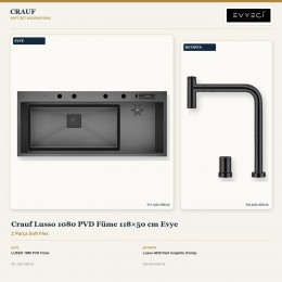 Crauf Lusso 1080 PVD Füme 118×50 cm Evye + Lusso 4030 Dark Graphite (Füme) Batarya | 2 Parça Soft Flex
