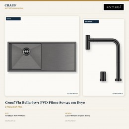 Crauf Via Bella 6071 PVD Füme 80×45 cm Evye + Lusso 4030 Dark Graphite (Füme) Batarya | 2 Parça Soft Flex