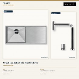 Crauf Via Bella 6071 Mat Gri Evye + Lusso 4030 Platinum Satin (İnox) Batarya | 2 Parça Soft Flex