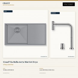Crauf Via Bella 6072 Mat Gri Evye + Lusso 4030 Platinum Satin (İnox) Batarya | 2 Parça Soft Flex