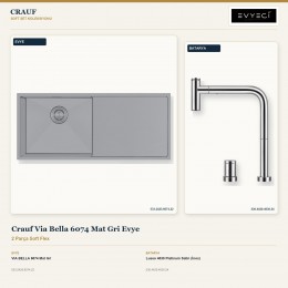 Crauf Via Bella 6074 Mat Gri Evye + Lusso 4030 Platinum Satin (İnox) Batarya | 2 Parça Soft Flex