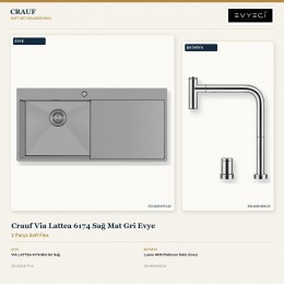 Crauf Via Lattea 6174 Sağ Mat Gri Evye + Lusso 4030 Platinum Satin (İnox) Batarya | 2 Parça Soft Flex