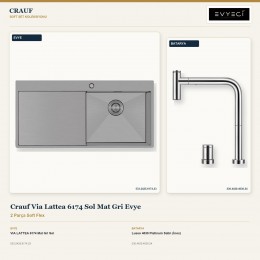 Crauf Via Lattea 6174 Sol Mat Gri Evye + Lusso 4030 Platinum Satin (İnox) Batarya | 2 Parça Soft Flex