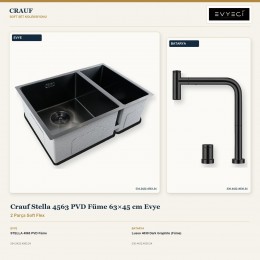 Crauf Stella 4563 PVD Füme 63×45 cm Evye + Lusso 4030 Dark Graphite (Füme) Batarya | 2 Parça Soft Flex