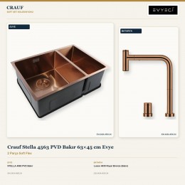 Crauf Stella 4563 PVD Bakır 63×45 cm Evye + Lusso 4030 Royal Bronze (Bakır) Batarya | 2 Parça Soft Flex