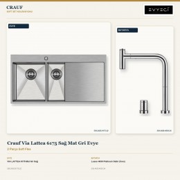 Crauf Via Lattea 6175 Sağ Mat Gri Evye + Lusso 4030 Platinum Satin (İnox) Batarya | 2 Parça Soft Flex
