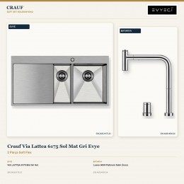 Crauf Via Lattea 6175 Sol Mat Gri Evye + Lusso 4030 Platinum Satin (İnox) Batarya | 2 Parça Soft Flex