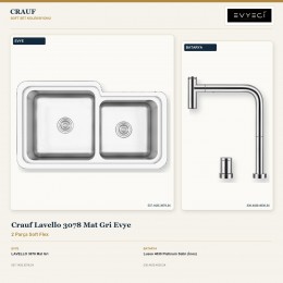 Crauf Lavello 3078 Mat Gri Evye + Lusso 4030 Platinum Satin (İnox) Batarya | 2 Parça Soft Flex