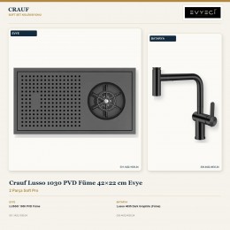 Crauf Lusso 1030 PVD Füme 42×22 cm Evye + Lusso 4035 Dark Graphite (Füme) Batarya | 2 Parça Soft Pro