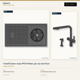 Crauf Lusso 1030 PVD Füme 42×22 cm Evye + Lusso 4040 Dark Graphite (Füme) Batarya | 2 Parça Soft Pure