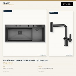 Crauf Lusso 1080 PVD Füme 118×50 cm Evye + Lusso 4035 Dark Graphite (Füme) Batarya | 2 Parça Soft Pro