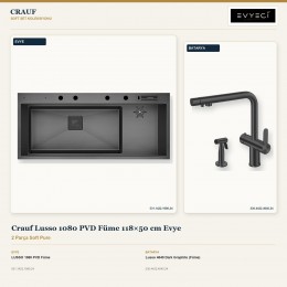 Crauf Lusso 1080 PVD Füme 118×50 cm Evye + Lusso 4040 Dark Graphite (Füme) Batarya | 2 Parça Soft Pure