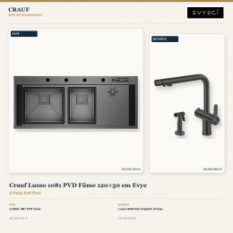 Crauf Lusso 1081 PVD Füme 120×50 cm Evye + Lusso 4040 Dark Graphite (Füme) Batarya | 2 Parça Soft Pure