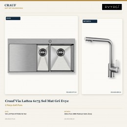 Crauf Via Lattea 6175 Sol Mat Gri Evye + Attivo Pure 4065 Platinum Satin (İnox) Batarya | 2 Parça Soft Pure