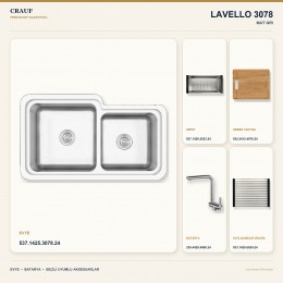 Crauf Lavello 3078 Mat Gri Evye + Pesce 4060 Çelik Batarya 5 Parça Set