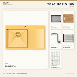 Crauf Via Lattea 6172 Sol Mat Gri Evye + Pesce 4060 Çelik Batarya 6 Parça Set