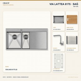 Crauf Via Lattea 6175 Sağ Mat Gri Evye + Pesce 4060 Çelik Batarya 6 Parça Set