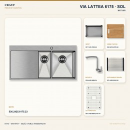 Crauf Via Lattea 6175 Sol Mat Gri Evye + Pesce 4060 Çelik Batarya 6 Parça Set