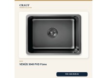 Crauf Venüs 3049 PVD Füme 49×44 cm Evye + Pesce 4060 PVD Füme Batarya 5 Parça Premium Set
