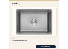 Crauf Venüs 3049 Mat Gri 49×44 cm Evye + Pesce 4060 Çelik Batarya 5 Parça Set Crauf Venüs 3049 Mat Gri 49×44 cm Evye + Pesce 4060 Çelik Batarya 5 Parça Set