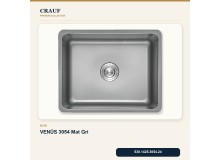 Crauf Venüs 3054 Mat Gri 54×44 cm Evye + Pesce 4060 Çelik Batarya 5 Parça Set Crauf Venüs 3054 Mat Gri 54×44 cm Evye + Pesce 4060 Çelik Batarya 5 Parça Set