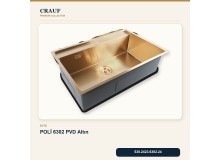 Crauf Poli 6302 PVD Altın 68×51 cm Evye + Pesce 4060 PVD Altın Batarya 6 Parça Premium Set Crauf Poli 6302 PVD Altın 68×51 cm Evye + Pesce 4060 PVD Altın Batarya 6 Parça Premium Set