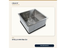Crauf Stella 4444 Mat Gri 44×44 cm Evye + Pesce 4060 Çelik Batarya 6 Parça Set Crauf Stella 4444 Mat Gri 44×44 cm Evye + Pesce 4060 Çelik Batarya 6 Parça Set