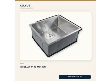 Crauf Stella 4449 Mat Gri 49×44 cm Evye + Pesce 4060 Çelik Batarya 6 Parça Set Crauf Stella 4449 Mat Gri 49×44 cm Evye + Pesce 4060 Çelik Batarya 6 Parça Set