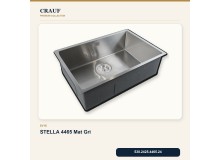Crauf Stella 4465 Mat Gri 65×44 cm Evye + Pesce 4060 Çelik Batarya 6 Parça Set Crauf Stella 4465 Mat Gri 65×44 cm Evye + Pesce 4060 Çelik Batarya 6 Parça Set