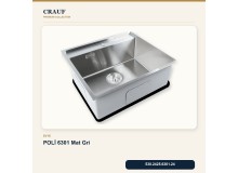 Crauf Poli 6301 Mat Gri 58×51 cm Evye + Pesce 4060 Çelik Batarya 6 Parça Set Crauf Poli 6301 Mat Gri 58×51 cm Evye + Pesce 4060 Çelik Batarya 6 Parça Set