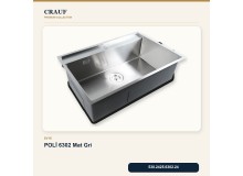 Crauf Poli 6302 Mat Gri 68×51 cm Evye + Pesce 4060 Çelik Batarya 6 Parça Set Crauf Poli 6302 Mat Gri 68×51 cm Evye + Pesce 4060 Çelik Batarya 6 Parça Set