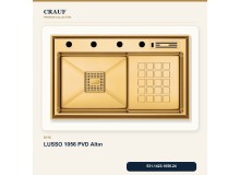 Crauf Lusso 1056 PVD Altın 86×48 cm Evye + Lusso 4030 PVD Altın Batarya 5 Parça Premium Set Crauf Lusso 1056 PVD Altın 86×48 cm Evye + Lusso 4030 PVD Altın Batarya 5 Parça Premium Set