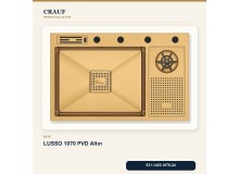Crauf Lusso 1070 PVD Altın 76×48 cm Evye + Lusso 4030 PVD Altın Batarya 5 Parça Premium Set Crauf Lusso 1070 PVD Altın 76×48 cm Evye + Lusso 4030 PVD Altın Batarya 5 Parça Premium Set