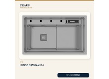 Crauf Lusso 1055 Mat Gri 80×48 cm Evye + Lusso 4030 Çelik (Mat Gri evye için nötr alternatif) Batarya 5 Parça Set Crauf Lusso 1055 Mat Gri 80×48 cm Evye + Lusso 4030 Çelik (Mat Gri evye için nötr alternatif) Batarya 5 Parça Set