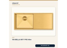 Crauf Via Bella 6071 PVD Altın 80×45 cm Evye + Pesce 4060 PVD Altın Batarya 6 Parça Premium Set