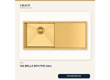 Crauf Via Bella 6074 PVD Altın 100×45 cm Evye + Pesce 4060 PVD Altın Batarya 6 Parça Premium Set