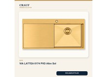 Crauf Via Lattea 6174 Sol PVD Altın 100×51 cm Evye + Pesce 4060 PVD Altın Batarya 6 Parça Premium Set