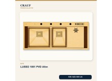 Crauf Lusso 1081 PVD Altın 120×50 cm Evye + Lusso 4030 PVD Altın Batarya 5 Parça Premium Set Crauf Lusso 1081 PVD Altın 120×50 cm Evye + Lusso 4030 PVD Altın Batarya 5 Parça Premium Set