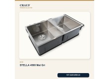 Crauf Stella 4580 Mat Gri 80×45 cm Evye + Pesce 4060 Çelik Batarya 6 Parça Set Crauf Stella 4580 Mat Gri 80×45 cm Evye + Pesce 4060 Çelik Batarya 6 Parça Set